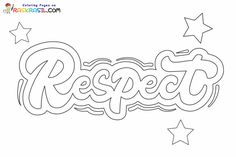 the word respect with stars on top of it in black and white, as well as an