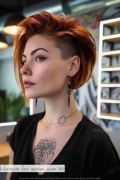 Undercut Medium Hair Woman, Fun Womens Haircuts, Haircut Side Part For Women, Side Haircuts Women, Long Top Pixie Haircut, Haircut Ideas Side Part, Undercut Bob Haircut For Fine Hair, Side Undercut Short Hair, One Side Haircut