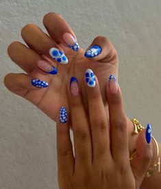 Hoco Nails, Bubble Nails, Spring Nail Designs, Casual Nails, Blue Nail Designs, Cute Gel Nails, Blue Nail, Nail Jewelry