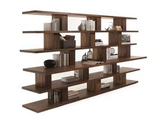 a bookshelf with several shelves on each side