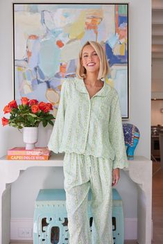 Scalloped Pajama Set Long - Elephant Falls Chic Pajama Party Bachelorette, Sage Green Pajamas, Pajama Astethic, Hospital Pajamas For Mom, Women’s Pajama Sets, Women’s Pajamas, Maternity Pjs, Bridesmaids Pajamas, Sabbath Candles