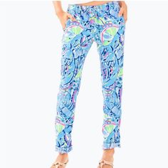 Lilly Pulitzer Aden Linen Pants Blu Peri/ Pinch Pinch Nwt Size~ X-Large~ These Run Big Hard To Find In X-Large 100% Linen Blue Tapered Leg Bottoms For Day Out, Skort Romper, Satin Romper, Silk Romper, Floral Print Pants, Wrap Romper, Strapless Romper, Rayon Pants, Romper Dress