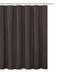 a brown shower curtain hanging on the side of a wall