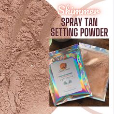 SunCoast Tan's Shimmer Setting Powder is a light weight drying powder that gives a soft and dry finish to your fresh spray tan or self tan! Upgrade your spray tan services with a touchably soft tan your clients will be excited to return for!  Apply SunCoast Tanning Powder right after spray tanning for a faster dry time and a luxurious finishing touch. KEY BENEFITS: * quicker dry time * prevents smudging and color transfer * removes post tan stickiness * soft sweet + natural fragrance Available In: Coco-Berry, Sugar Cookie, and Pineapple. Made with an all natural blend of organic + vegan ingredients that set and dry your tan fast, preventing color-transfer.  This talc-free spray tan powder also promotes natural healing as it penetrates the skin and helps to eliminate unwanted orders. Salon Spray Tan Setting Powder Diy, Spray Tan Finishing Powder Recipe, Tan Ideas, How To Tan Faster, Makeup Item, Dusting Powder