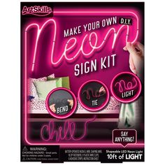 the neon sign kit for making your own neon light up bedroom decor with instructions to make it