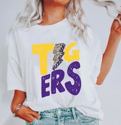 LSU Tigers Lightning Bolt Shirt – 812 Hickory Senior Szn, Missouri Tigers, Vinyl Shirts, Game Day Shirts, Auburn Tigers, Comfort Colors Tee, Retro Shirts, Baseball Shirts, Football Season