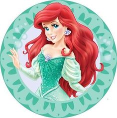 the little mermaid is holding her hand out to say, happy birthday name on a circular sticker