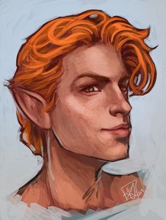 a digital painting of a man with red hair