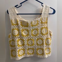 Knitted Top Brand New Never Worn Yellow And White Yellow And White Flowers, Knitted Top, Yellow White, White Flowers, Knit Top, Top Brands, Color White, Womens Tops, Tank Tops