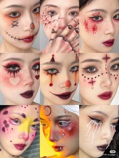 Anime Make Up Ideas, Clown Make Up Tutorial, Fizzarolli Makeup, Halloween Anime Makeup, Clown Eye Makeup, Drag Eye Makeup, Clown Makeup Aesthetic, Hallowen Schminke, Anime Inspired Makeup