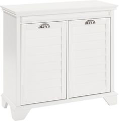 a white wooden cabinet with two doors