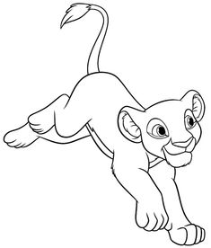 the lion cub running coloring page