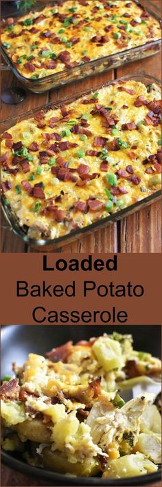 loaded baked potato casserole with bacon and green onions