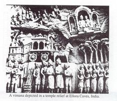 an old black and white photo of people standing in front of a building with carvings on it