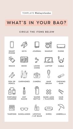 what's in your bag? circle the items below