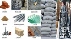 several different types of metal and concrete products are shown in this collage with images