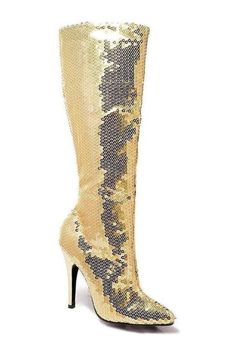 511-TIN Knee Boot | Gold Faux Leather-Ellie Shoes-Gold-Knee Boots-SEXYSHOES.COM Sequin Coats, Award Show Dresses, Boots Fit, Sequin Boots, Ellie Shoes, Knee Boot, Shades Of Beige, Gold Sequin, Disco Ball