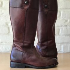 Frye Women Size 7.5 Melissa Tall Back Zip Leather Fall Cowboy Boots Wine 3476095 Classic Moto Boots With Oiled Leather For Fall, Western Burgundy Leather Boots, Classic Vegetable-tanned Boots For Fall, Classic Leather Moto Boots For Fall, Frye Shoes, Cowboy Boots, Cowboy, Womens Sizes, Women Shoes