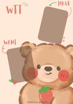 a brown teddy bear sitting on top of a white wall next to a sign that says wt have i want