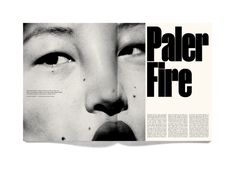 a woman's face is shown with the words paper fire in black and white