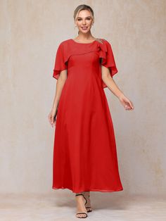 Red Mother Of The Bride Looks, Formal Shorts, Formal Dresses Short, Wedding Guest Dresses, Half Sleeve Dresses, Sleeves Dress, Mother Of The Bride Dress, Bride Look, Dress Purchase