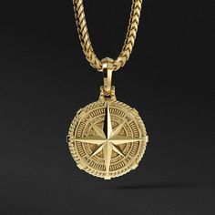 Mens Gold Pendant, Gold Pendants For Men, Pendants For Men, Gold Grillz, Seek Adventure, Gold Pendants, Compass Pendant, Compass Necklace, Gold Charms