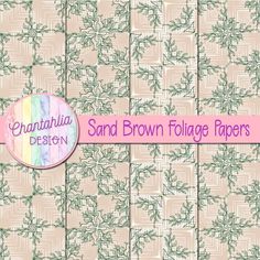 peach foilage papers with green leaves and pink trimmings, each featuring an orange background