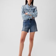 Never Worn! High Rise Denim Short Has An 11" (28 Cm) Rise. Easy Through The Hip And Thigh. Inseam: 4" (10 Cm) Gap Shorts, Water Saving, High Rise Denim Shorts, Denim Short, High Rise Shorts, Stretch Shorts, Shorts With Pockets, Recycled Cotton, Toddler Boys