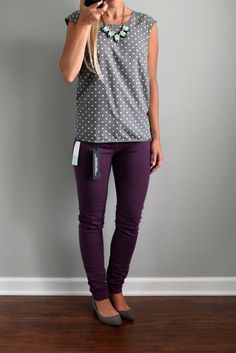 Stitch Fix Style Board, Pant Outfits, Teacher Clothes, Outfit Styles, Work Clothing, Purple Pants, Professional Wear