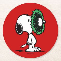 a snoopy cartoon character with a sprig of hair on his head beverage coasters