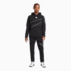 Men's Nike Dri-Fit Outfit - Color: Black Summit White - Tops and Bottoms USA - Tops And Bottoms, Classic Sweatshirt, Terry Fabric, Performance Outfit, White Style, Men's Nike, Fleece Hoodie, Nike Dri Fit, French Terry