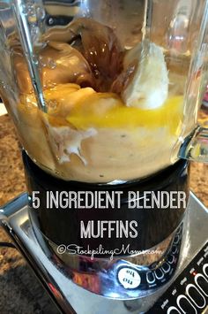 a blender filled with different ingredients on top of a counter