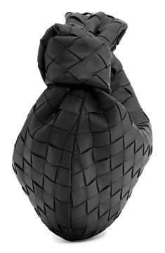 The brand's iconic intrecciato weave, crafted from handwoven strips of soft nappa leather, textures this softly structured hobo bag with a compact silhouette. Top zip closure Top handle Leather Made in Italy Designer Handbags Elegant Black Shoulder Bag With Interwoven Design, Leather Evening Bag With Interwoven Design, Designer Woven Leather Hobo Bag, Designer Leather Hobo Bag With Woven Detail, Black Leather Woven Hobo Bag, Luxury Black Woven Leather Hobo Bag, Modern Leather Hobo Bag With Intrecciato Weave, Elegant Woven Leather Hobo Bag, Modern Black Hobo Bag With Intrecciato Weave