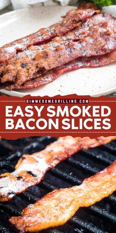 Add this easy smoked bacon recipe to your morning breakfast ideas! You only need one ingredient and it is ready to serve in 30 minutes. This smoked bacon idea is the best. Save this for your brunch party menu this holiday season! Bacon On Smoker, Smoked Bacon Recipes, Smoked Pork Recipes, Easy Bacon Recipes, Easy Yummy Breakfast, Smoked Burgers, Grilled Bacon, Smoked Recipes