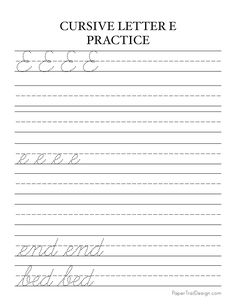 cursive letter practice worksheet