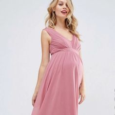 Color: Pink Size: 2 Beautiful Dress - Brand New! Summer V-neck Maternity Dress For Party, Summer Party Maternity Dress With V-neck, Chic V-neck Maternity Party Dress, Sleeveless Maternity Dress For Summer Party, Summer Maternity Maxi Dress For Bridesmaid, V-neck Maternity Dress For Spring Party, Summer Maternity Bridesmaid Dress In Maxi Length, Summer Bridesmaid Maternity Dress In Maxi Length, Summer Bridesmaid Maternity Maxi Dress