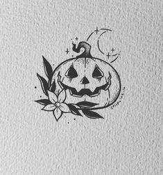 a black and white drawing of a jack o lantern