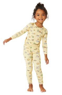 Bedtime will feel like a treat for your kiddo in these brunch-themed pajamas cut from ultrasoft, breathable fabric especially made for sensitive skin. This item is designed to fit snugly, as it is not flame-resistant   95% rayon, 5% spandex   Machine wash, tumble dry   Imported   OEKO-TEX®–certified materials free of harmful substances Playful Cartoon Print Sleepwear For Spring, Cute Yellow Onesie For Loungewear, Playful Yellow Onesie For Loungewear, Kids Pjs, Print Ideas, Baby Pajamas, Kids Pajamas, The National, Feel Like