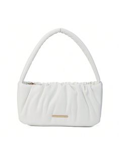 New Fashion Large Capacity Solid Color Pleated Shoulder Bag, Casual Simple Design, Suitable For Daily Travel Ladies Crossbody Bag White Elegant,Fashionable,Minimalist   Pu Letter,Plain Ruched Bag   Women Bags, size features are:Bust: ,Length: ,Sleeve Length: Cheap White Crossbody Baguette Bag, Chic White Cheap Baguette Bag, White Portable Rectangular Shoulder Bag, White Solid Color Rectangular Shoulder Bag, High-end White Rectangular Shoulder Bag, High-end White Shoulder Bag For Shopping, Chic White Shoulder Bag With Turn-lock Closure, Sports Equipment, White Bag