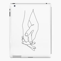 one line drawing of two hands holding each other's fingers ipad case / skin