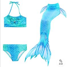 Package Included 3 Pcs Bikini Set 1 Top + 1 Panties + 1 Mermaid Tail Great And Pretty , Breathable Fabric ! Long Mermaid Tail Girls Mermaid Birthday Party, Mermaid Dress Girls, Mermaid Costume Kids, Mermaid Swimsuit Tail, Little Mermaid Dress, Girls Mermaid Costume, Mermaid Tail Skirt, Blue Mermaid Tail, Mermaid Tail Costume