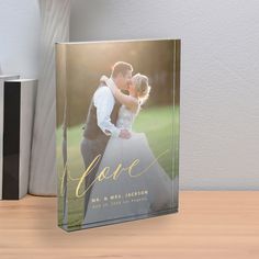 Personalize this photo block with bride and groom's names and wedding date and place. Could be a perfect keepsake gift for the newlyweds.