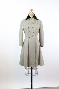 1940s GRAY Wool PRINCESS Coat Xs New Winter - Etsy Elegant Gray Wool Coat With Buttons, Fitted Gray Wool Coat For Fall, Fitted Gray Winter Pea Coat, Gray Fitted Winter Pea Coat, Fitted Gray Pea Coat For Winter, Fitted Long Gray Pea Coat, Fitted Pea Coat With Covered Buttons For Fall, Gray Fitted Pea Coat With Button Closure, Fitted Gray Pea Coat With Button Closure