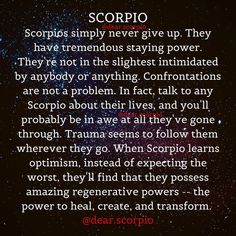 the poem scorpio is written in red and black on a dark background with stars