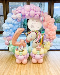 balloons are arranged in the shape of unicorns