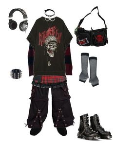 Spider Punk Clothes, Spider Punk Outfit Ideas, Spider Punk Inspired Outfit, Emo Grunge Outfits Punk Rock, Rock Punk Outfit, Emo Clothes 2000s, Vintage Grunge Outfits, Emo Style Outfits, Metalhead Fashion