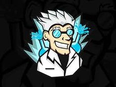 an image of a cartoon character with blue hair and glasses in front of a black background