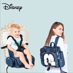 Brand New Mickey Mouse Multifunctional Mommy Backpack Travel Compact Portable Toddler Booster Seat Diaper Bag With Straps For Travel, Airplanes, Restaurants, And More! 8-Pocket For Easy Access & Insulated Bottle Pocket - Lightweight, Compact Design & Adjustable Strap Is Easy To Hook, Clip, Assemble & Fold - Holds Infants And Toddlers From 6-36 Months Up To 50lbs While Eating. Easy To Clean, Water And Stain Resistant - Adjustable 5-Point Harness Wraps And Buckles Around Seat Securely When Sitting Blue Character Backpack For Disney Trips, Disney Mickey Mouse Backpack For Travel, Blue Character Backpack For Travel, Blue Character Travel Backpack, Disney Diaper Bag, Minnie Mouse Bag, Baby Travel Bag, Luxury Stroller, Nappy Backpack