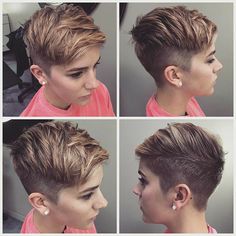 Shaved Hairstyles, Hair Round Face, Short Shaved Hairstyles, Pixie Haircut For Thick Hair, Undercut Pixie Haircut, Very Short Hair