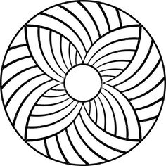 a black and white circular design that is in the center of a circle with wavy lines